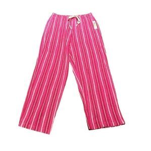HUE Women’s Pink Striped Pajama Bottoms, Size S, NWT